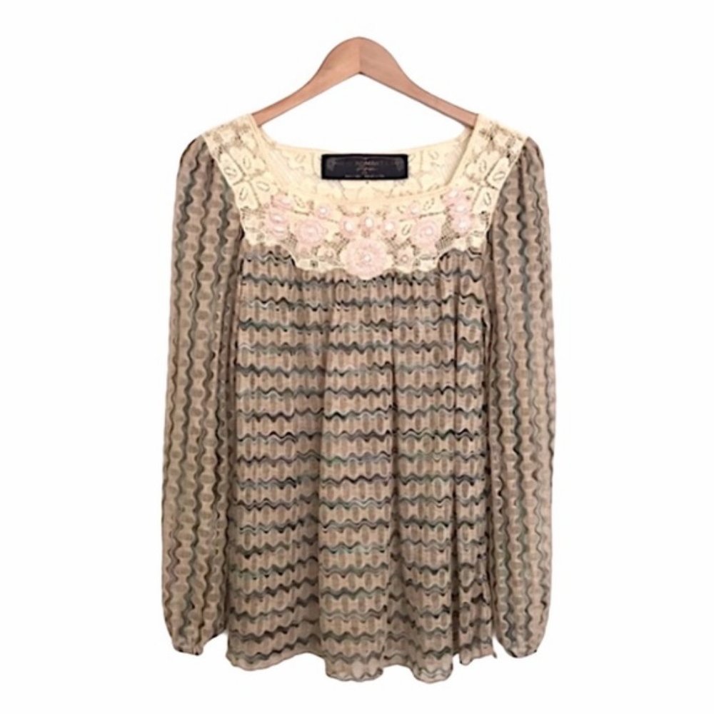 Free People x New Romantics Beaded Lace Top